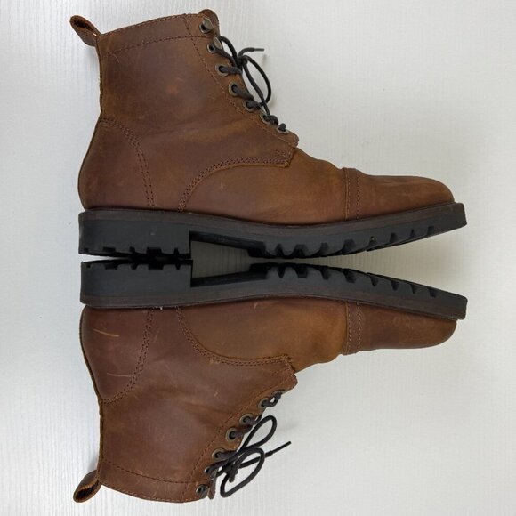 EUC Patina Brown Leather Lace Up Boots Handmade In Mexico main image 4